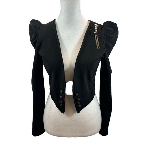 Ladies Vintage Bolero Style Puffed Shoulder Open Front Jacket Size Medium - Picture 4 of 11